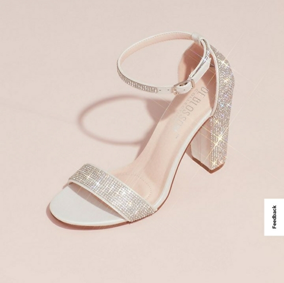 Crystal Block Heel Sandals with Shimmering Accents Heel Size 11 NWT New Wedding - Picture 1 of 5